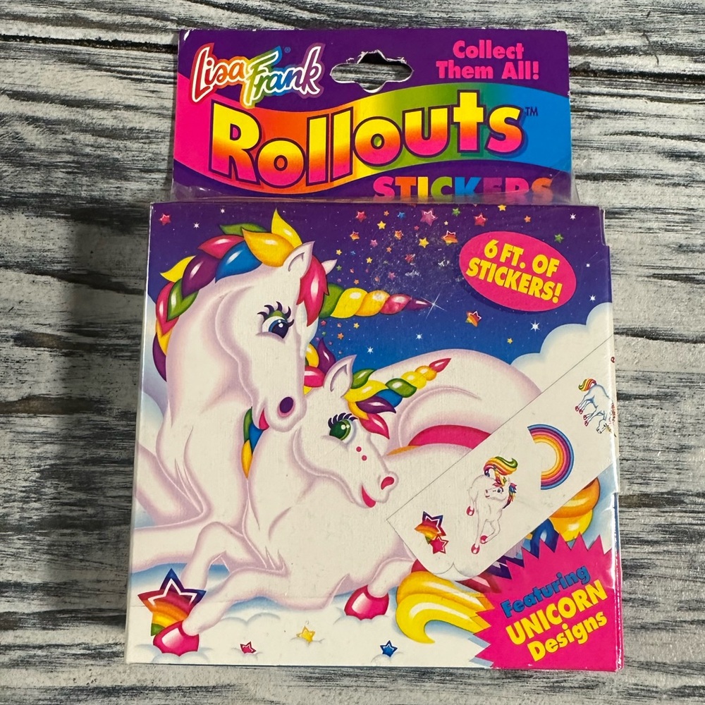 Lisa Frank Rollout stickers. Vintage. New in Box. Unicorn. 90’s